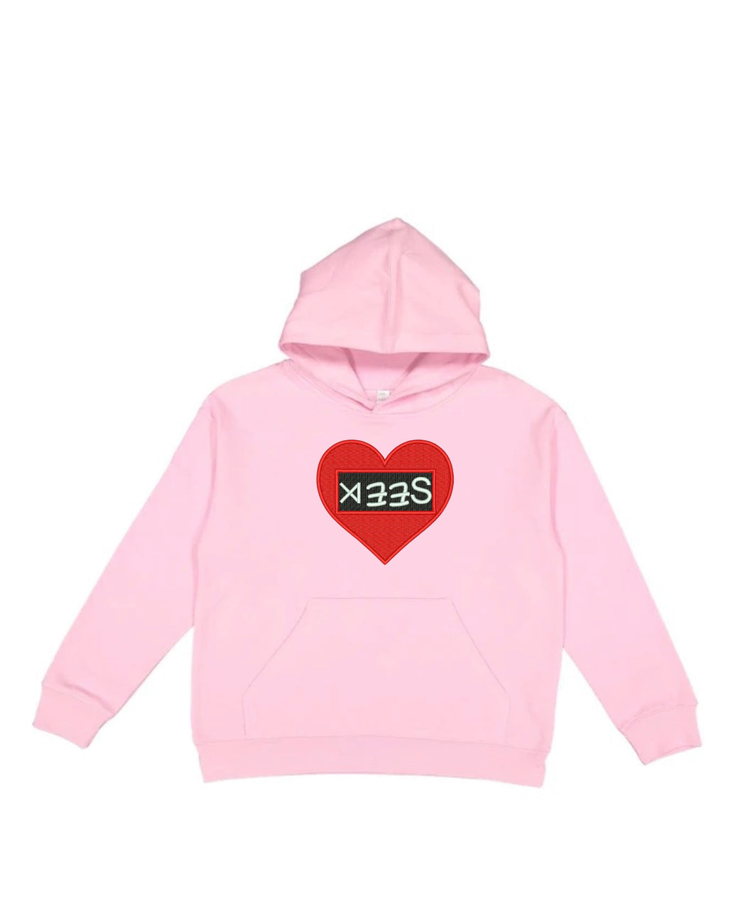 Youth Heart Patched Hoodie- Pink